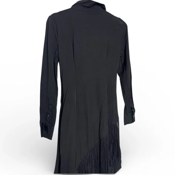 L'Academie Revolve Fringe Mini Dress Black Wrap - Picture 5 of 8